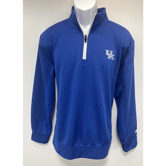 Kentucky Wildcats UK 1/4 Zip Fleece Pullover Mens L Blue Russell Performance - Picture 1 of 8